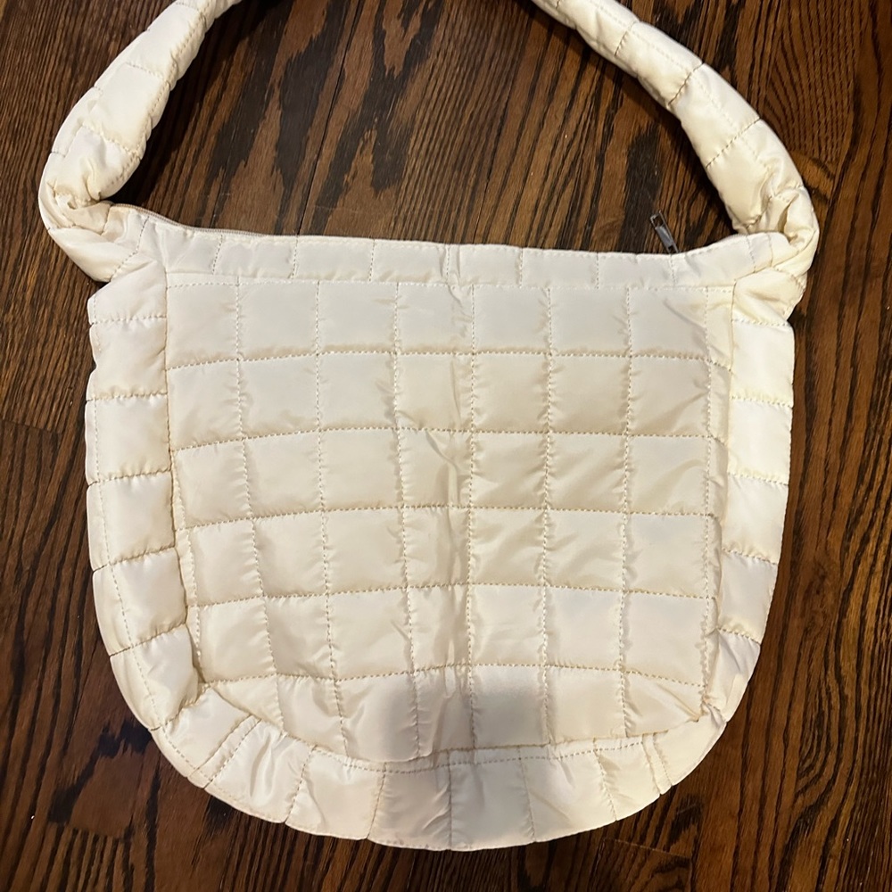 Cream quilted nylon bag